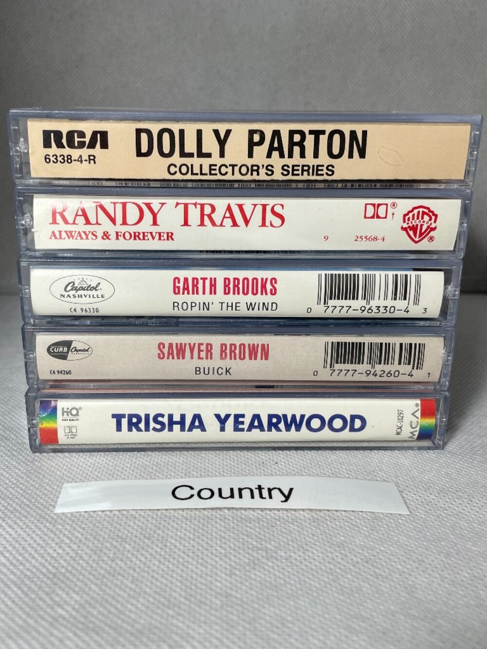 Country Cassette Lot VG Tested New Cases w/ J‑Cards (5 Tapes) Parton Travis
